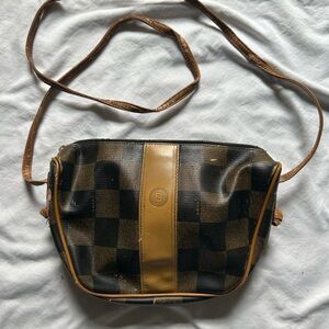 FENDI - Vintage Checkered Shoulder Bag - Brown and Black